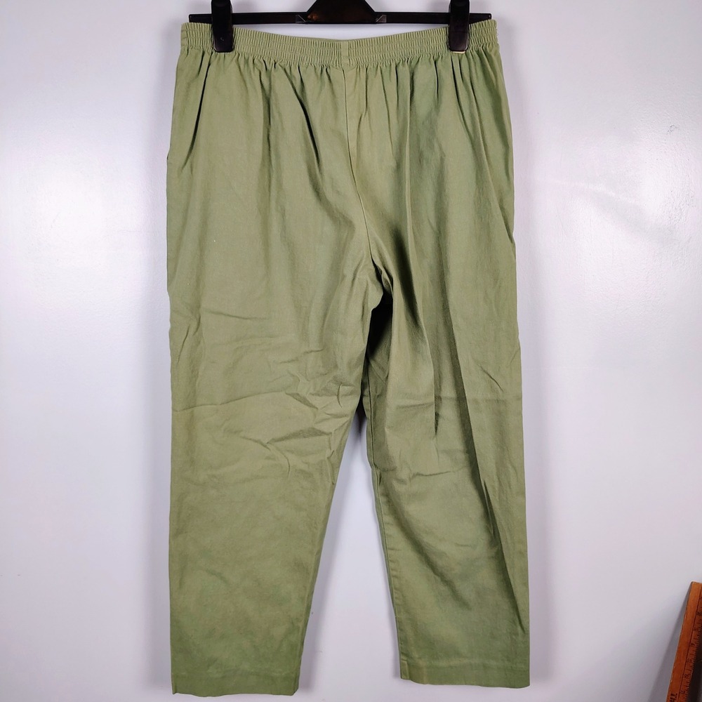 Alfred Dunner Womens SZ 14 Elastic Back Straight Leg Pants Sage Green Cotton - Picture 4 of 8